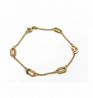 Pulsera de Cadena Intercalada con Eslabones Largos Texturizados