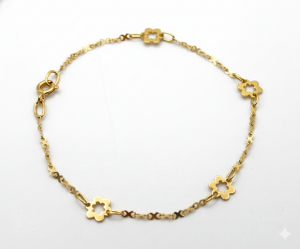 Pulsera de Cadena Fina con Motivos Florales Calados